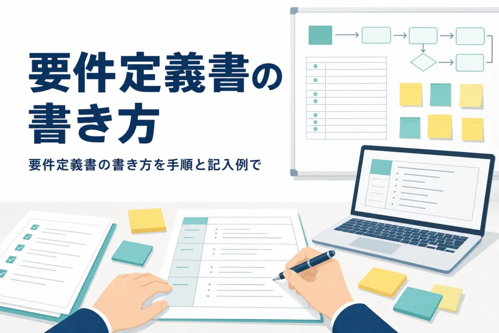 要件定義書の書き方を手順と記入例で説明する記事のアイキャッチ