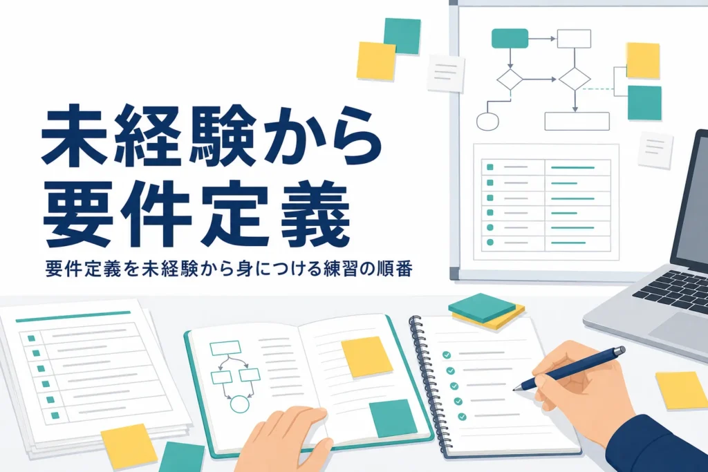 要件定義を未経験から身につける方法を紹介する記事のアイキャッチ