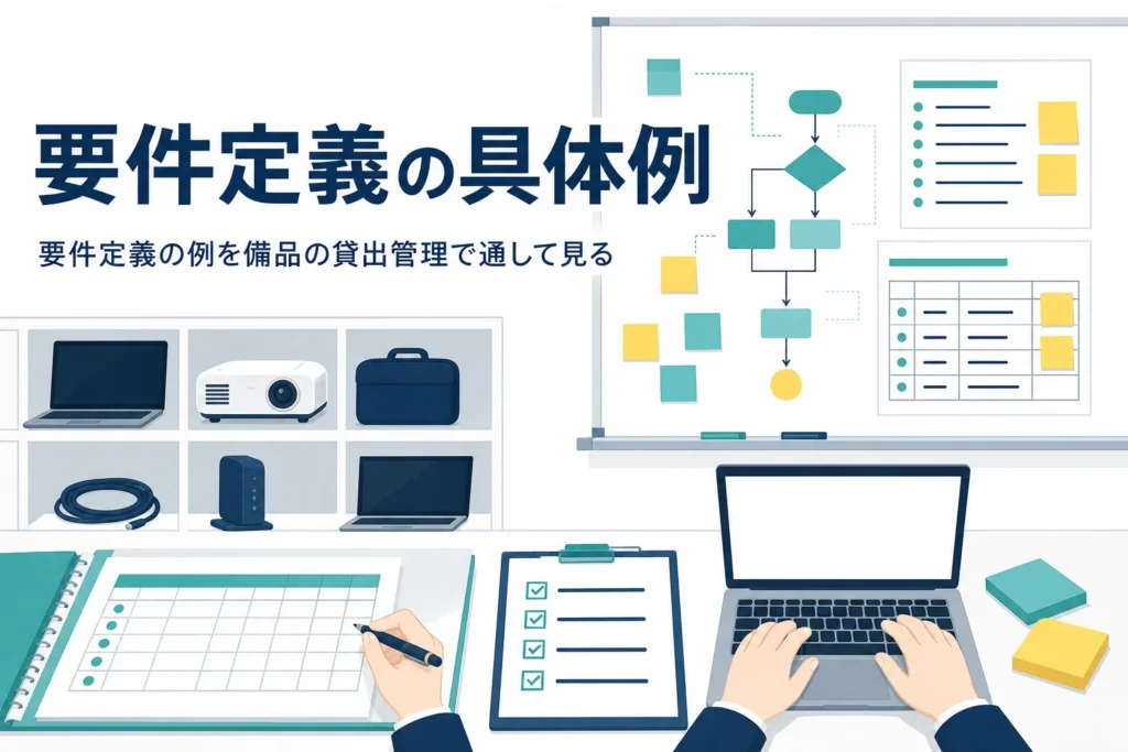備品の貸出管理を題材に要件定義の例を紹介する記事のアイキャッチ