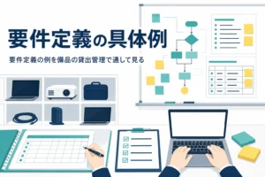 備品の貸出管理を題材に要件定義の例を紹介する記事のアイキャッチ