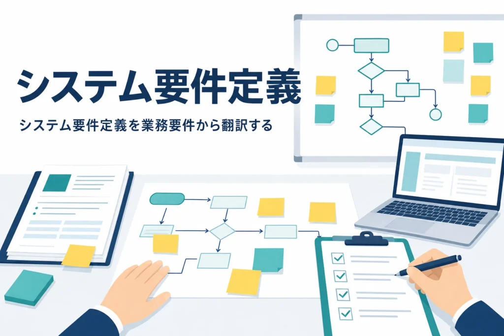 システム要件定義の意味と業務要件からの翻訳のしかたを解説する記事のアイキャッチ